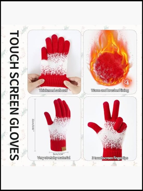 Winter Beanie Hat Touchscreen Gloves Long Scarf 3 Set Fleece Lined Knit main image 5